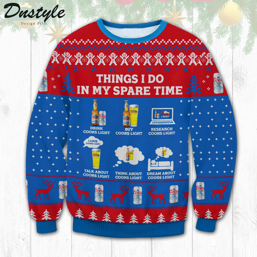 Coors Light Think I Do In My Spare Time Ugly Christmas Sweater