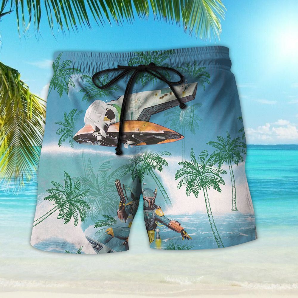 Boba Fett Surf Starwars Hawaiian Shirt Beach Shorts
