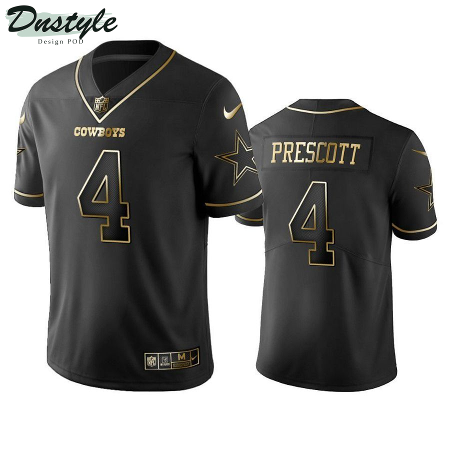 Dak Prescott 4 Dallas Cowboys Black Gold Football Jersey