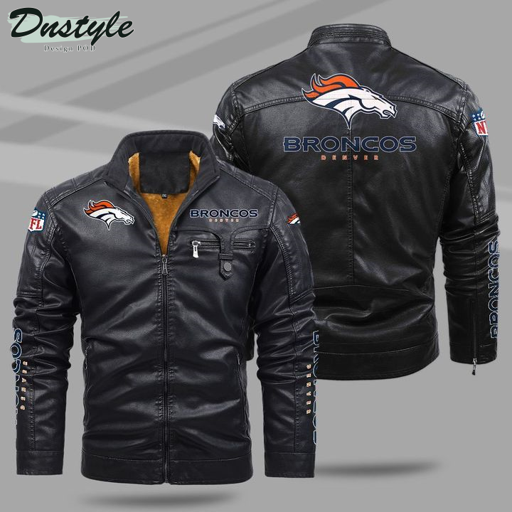 Denver Broncos Fleece Leather Jacket