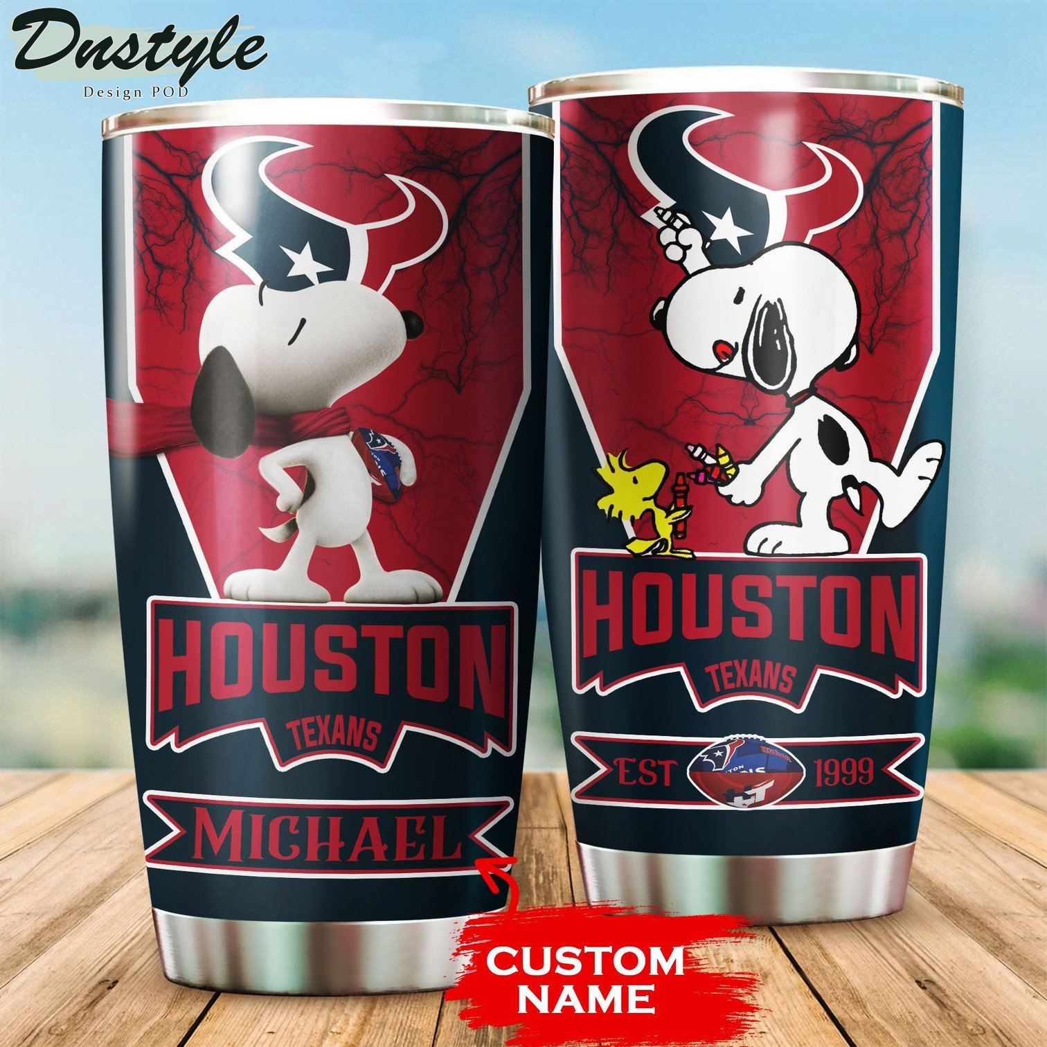 Personalized Houston Texans Snoopy Tumbler