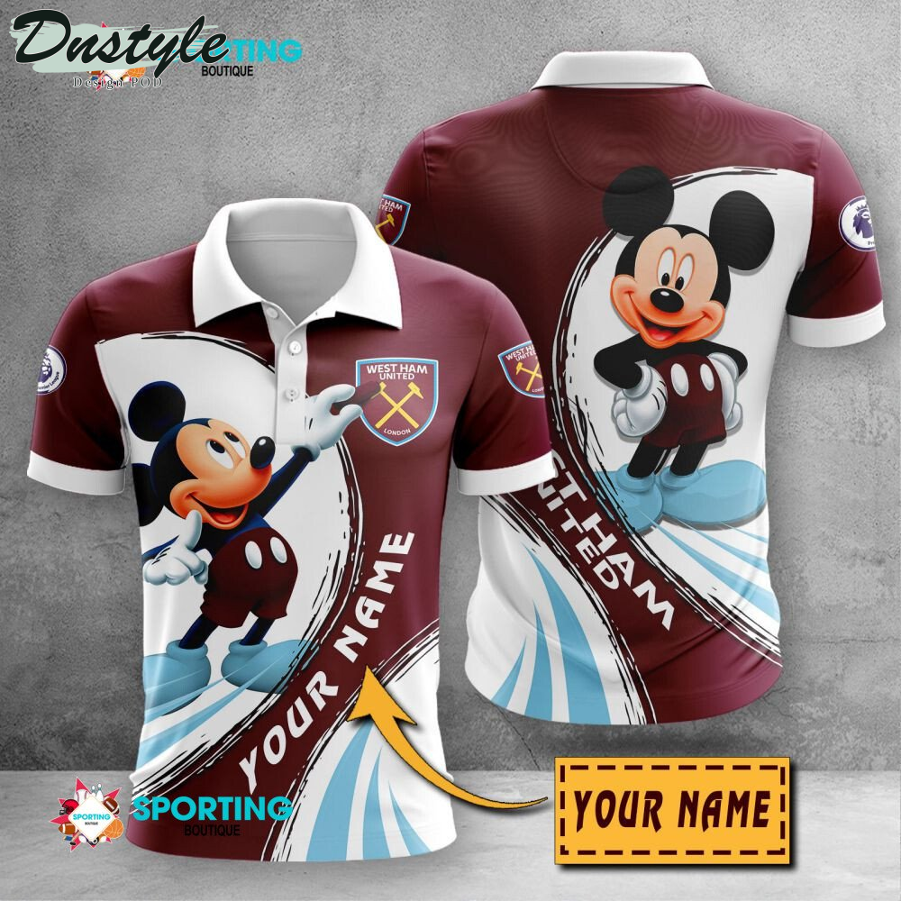 West Ham United F.C Mickey Mouse Personalized Polo Shirt