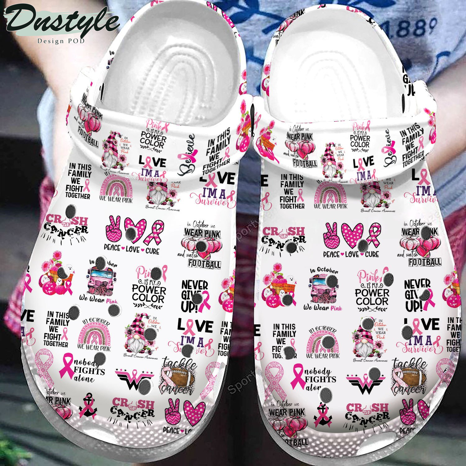 Breast Cancer Awareness Symbol Clog Crocs Shoes