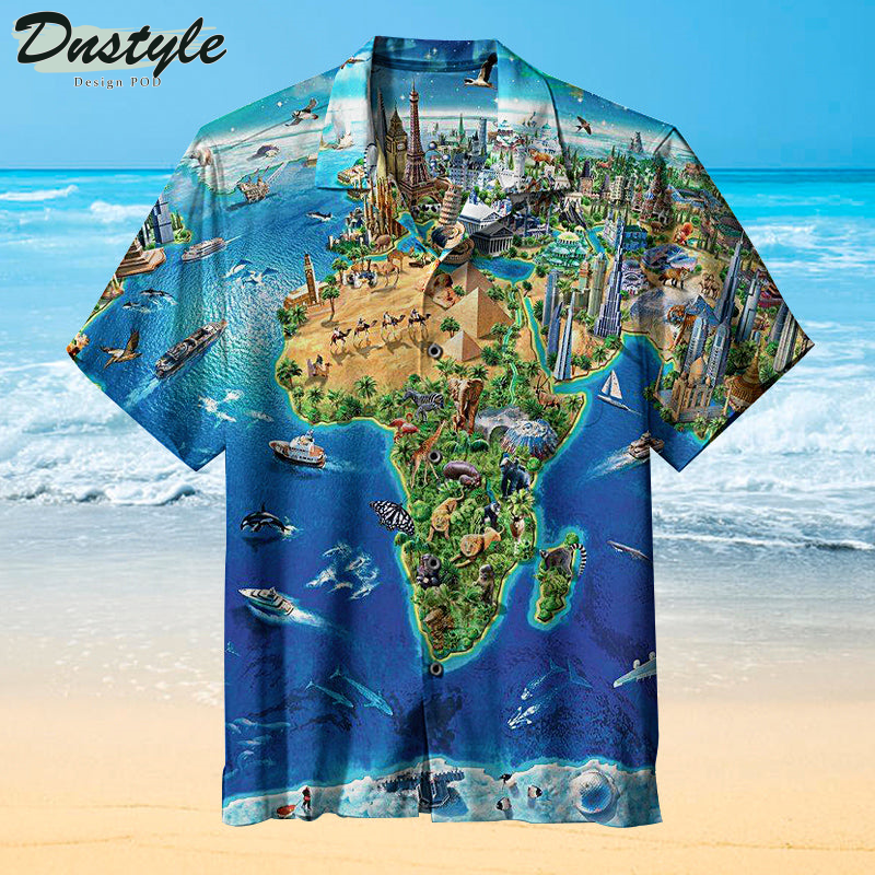 World Landmarks Map Hawaiian Shirt