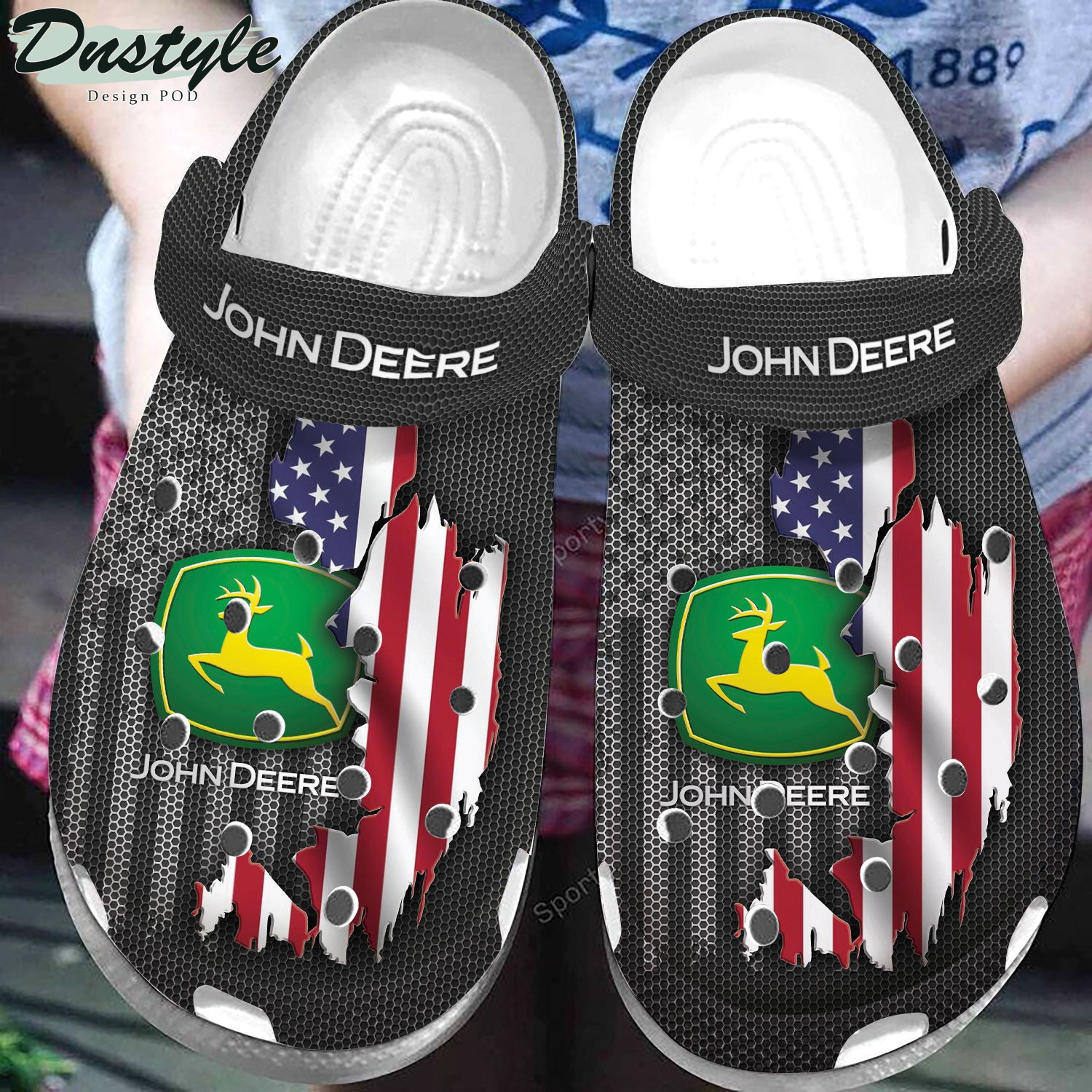 Crack John Deere Equipment American Flag Clog Crocs Shoes