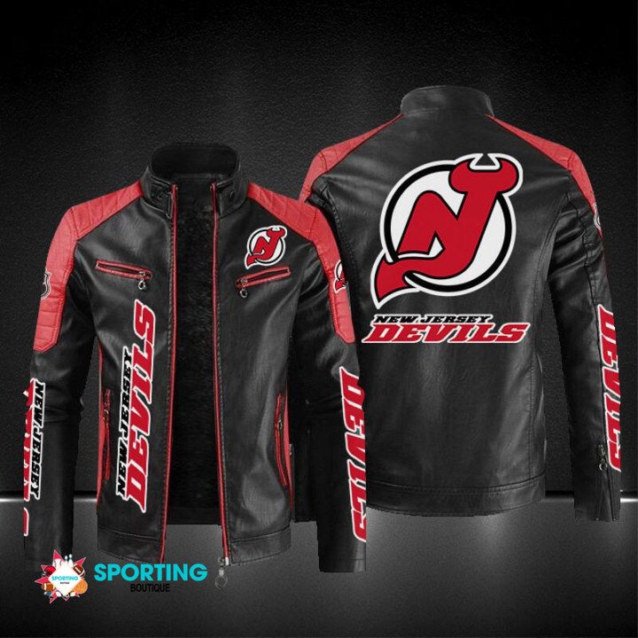 New Jersey Devils Block Leather Jacket