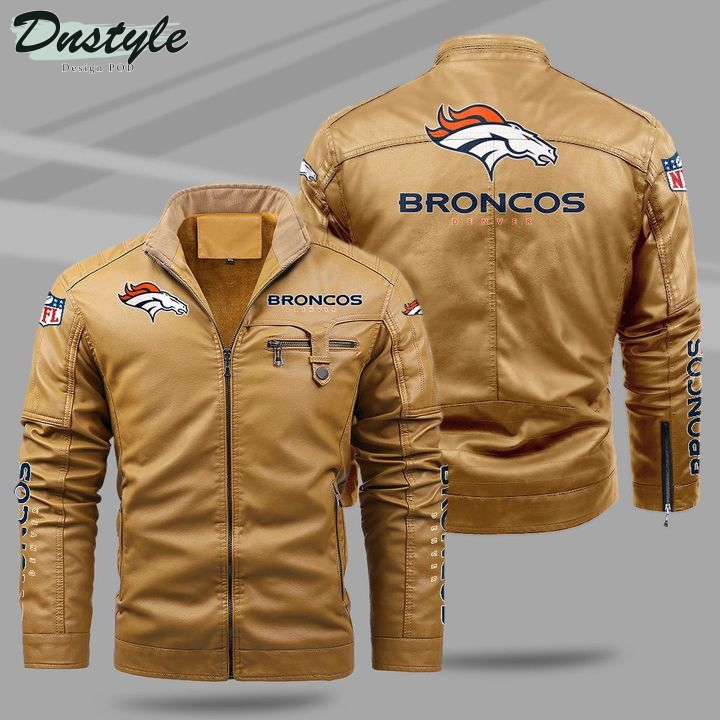 Denver Broncos Fleece Leather Jacket