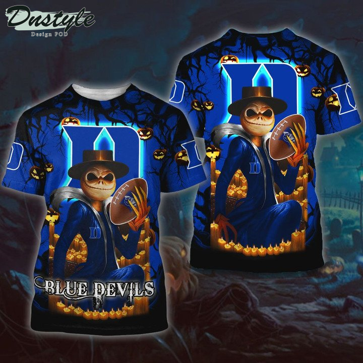 Duke Blue Devils Jack Skellington Halloween 3D Hoodie Tshirt