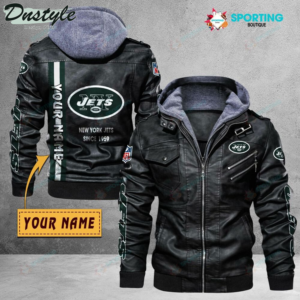 New York Jets custom name leather jacket
