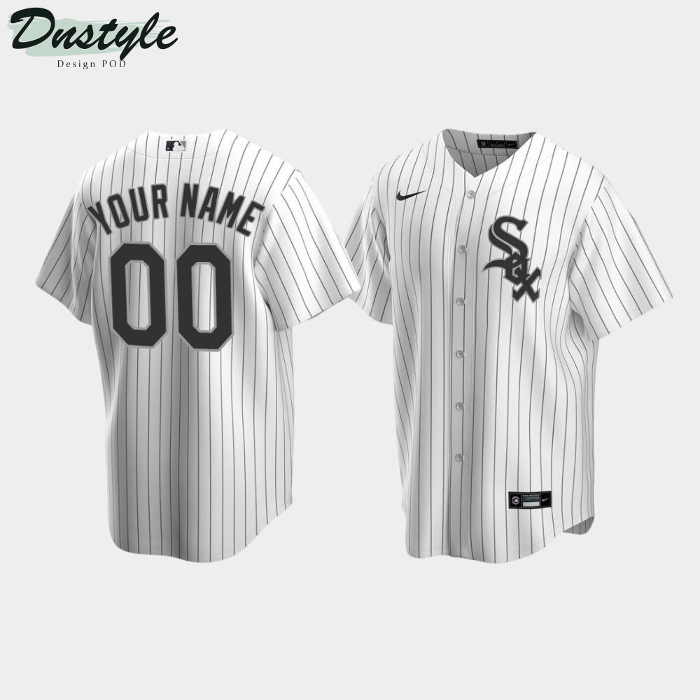 Men's Chicago White Sox #00 Custom White Home Jersey MLB Jersey