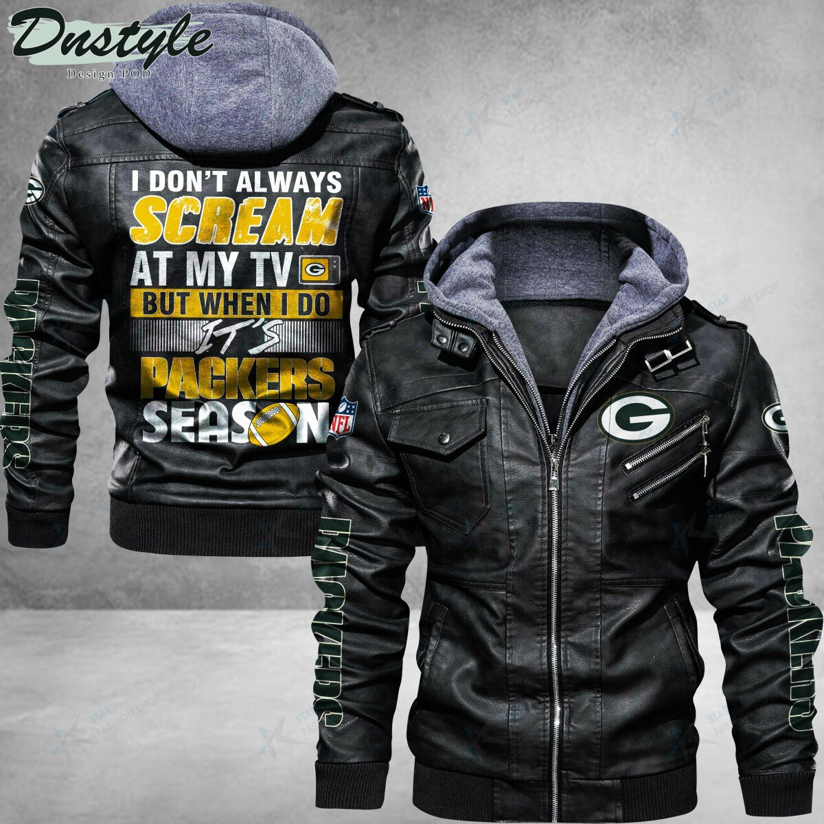 Green Bay Packers I don't Always Scream At My TV Leather Jacket