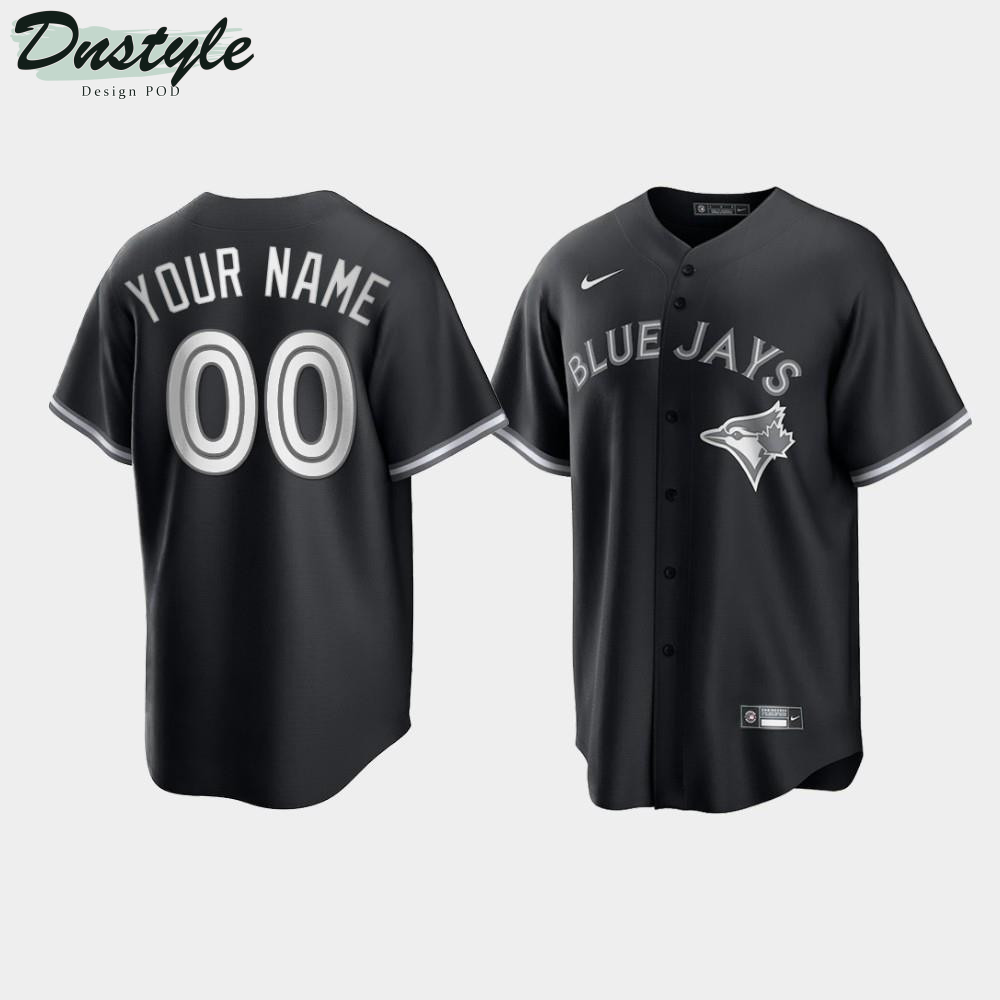 Toronto Blue Jays Custom Black White 2021 All Black Fashion Jersey MLB Jersey