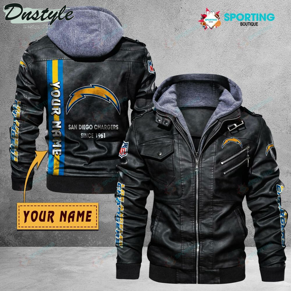 Los Angeles Chargers custom name leather jacket
