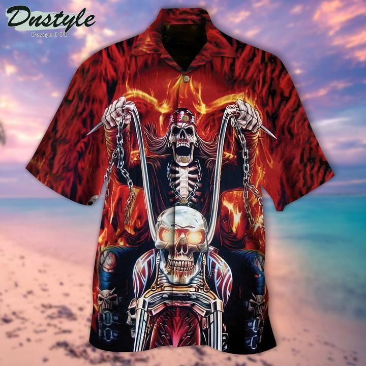 Biker Skull Ghost Rider Halloween Hawaiian Shirt