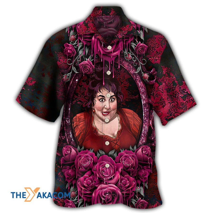 Halloween Horror Scary Sister Witches With Pink Roses Hawaiian Shirt