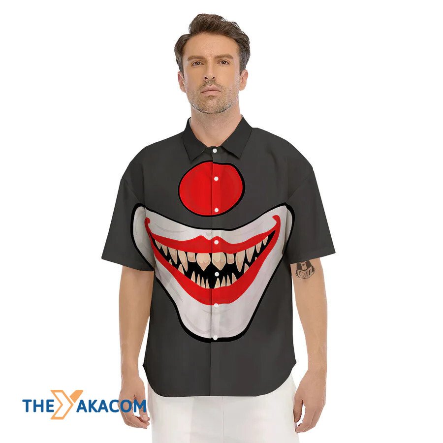 Smiling Clown Grey Halloween Hawaiian Shirt