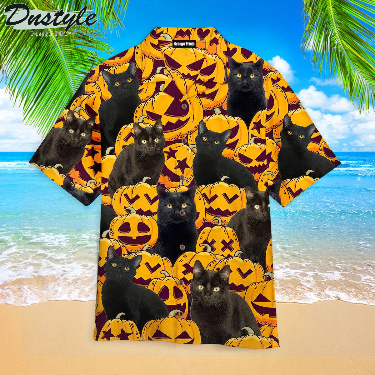 Black Cat Pumpkin Halloween Hawaiian Shirt