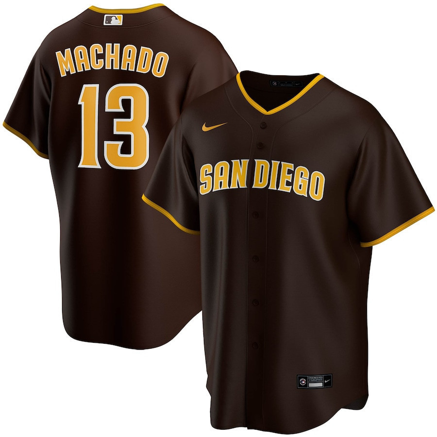 Manny Machado #13 San Diego Padres Alternate Player Men Jersey - Brown MLB Jersey