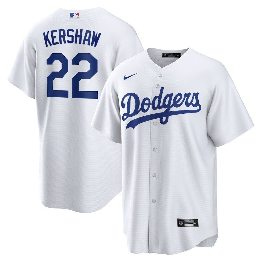Clayton Kershaw #22 Los Angeles Dodgers Home Player Name Men Jersey - White MLB Jersey