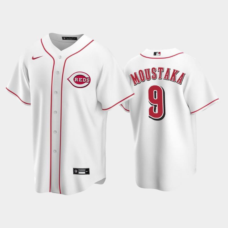 Home Reds #9 Mike Moustakas White Jersey MLB Jersey