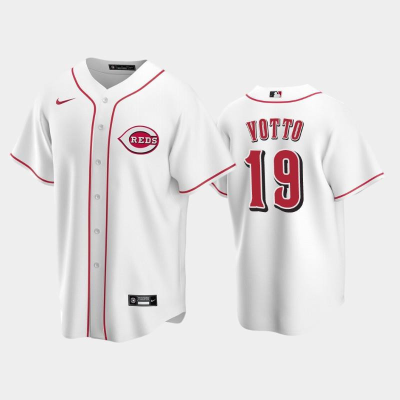 Home Reds #19 Joey Votto White Jersey MLB Jersey
