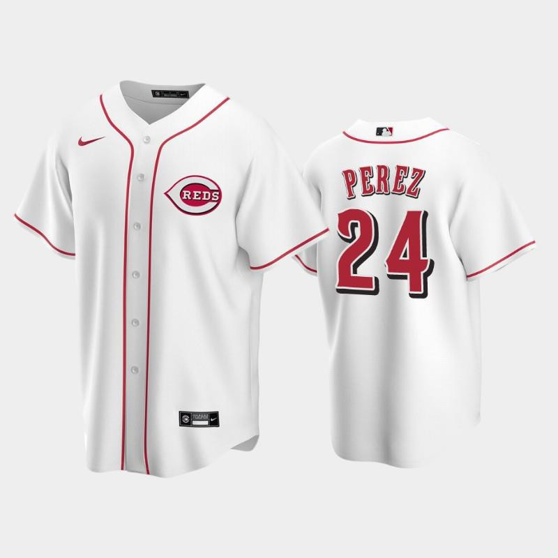 Home Reds #24 Tony Perez White Jersey MLB Jersey