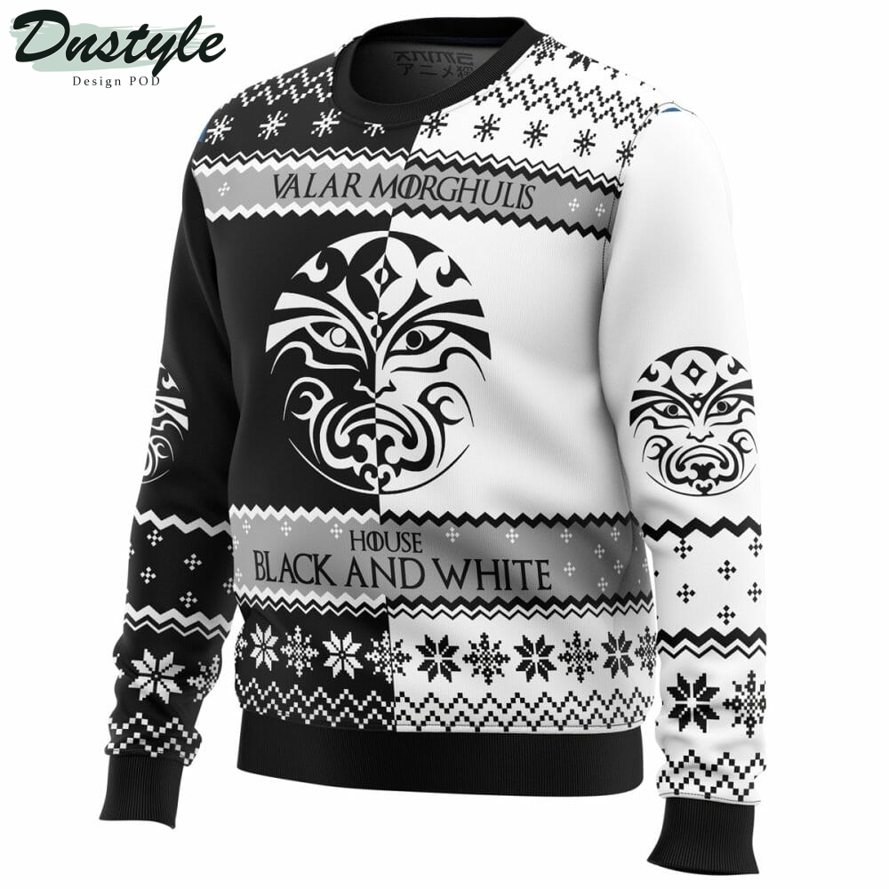 Game of Thrones House Black and White Ugly Christmas Sweater