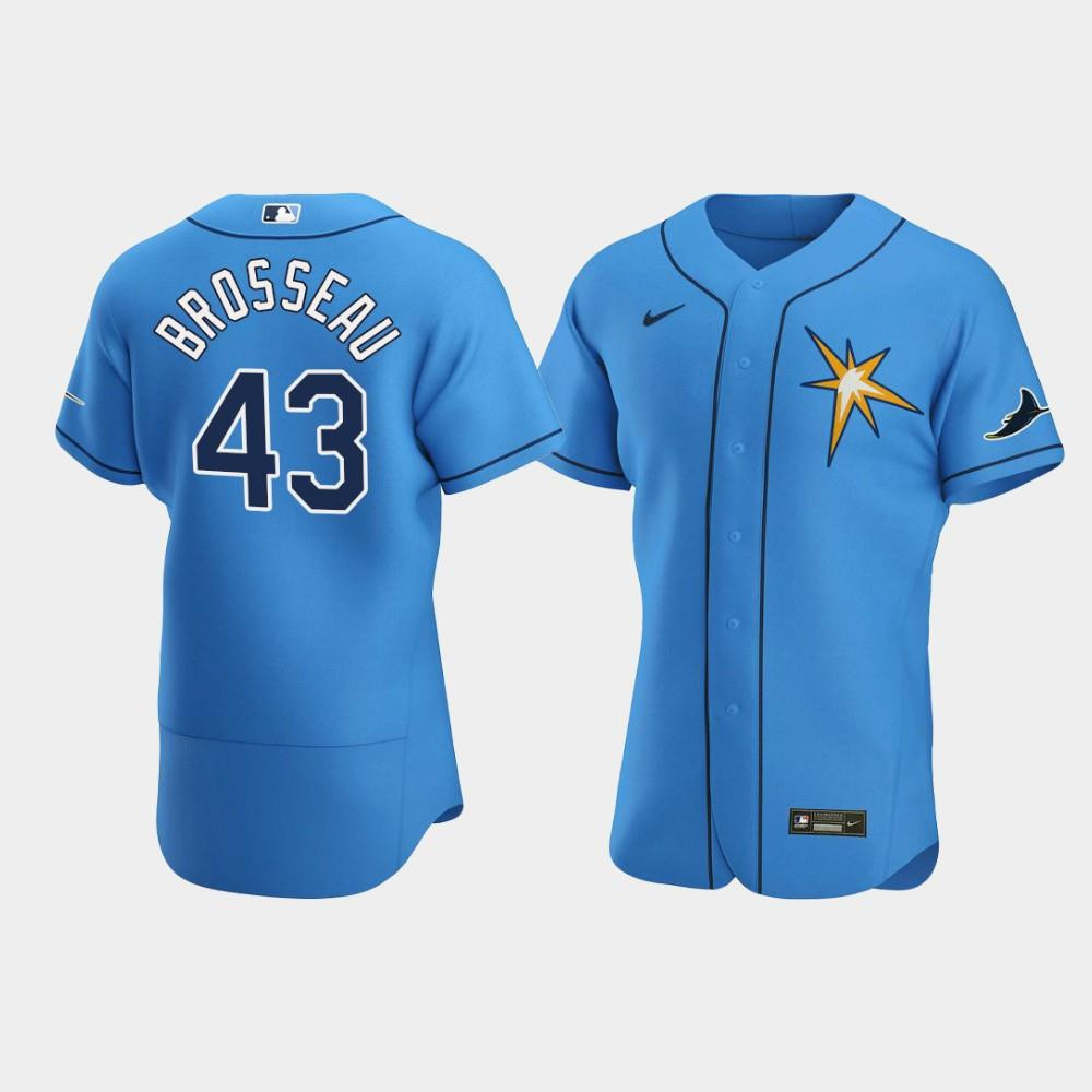 Men’s Tampa Bay Rays #43 Mike Brosseau Light Blue Alternate Jersey MLB Jersey