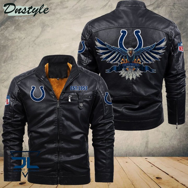 Indianapolis Colts Eagle Fleece Leather Jacket