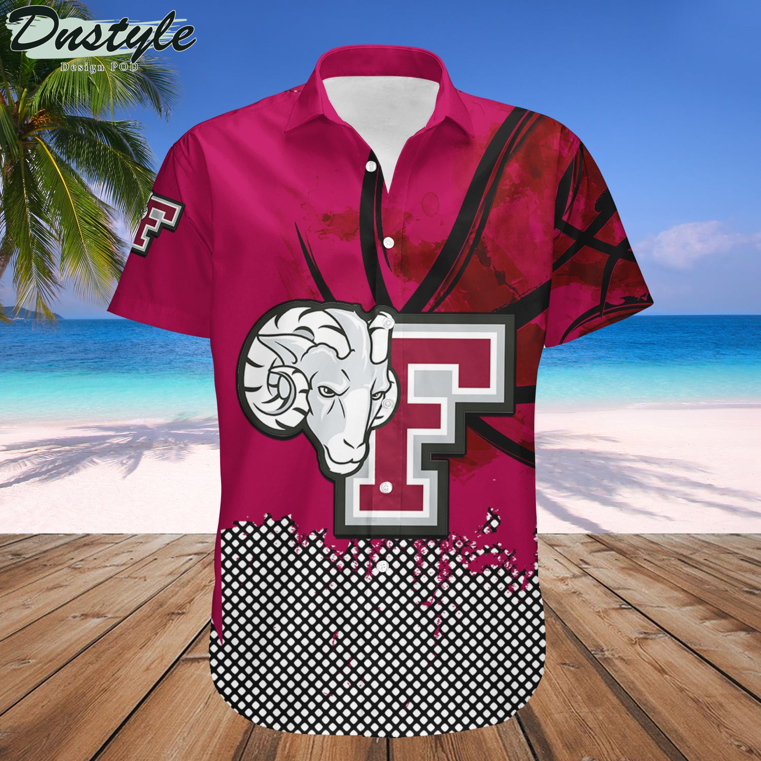 Fordham Rams Basketball Net Grunge Pattern Hawaii Shirt