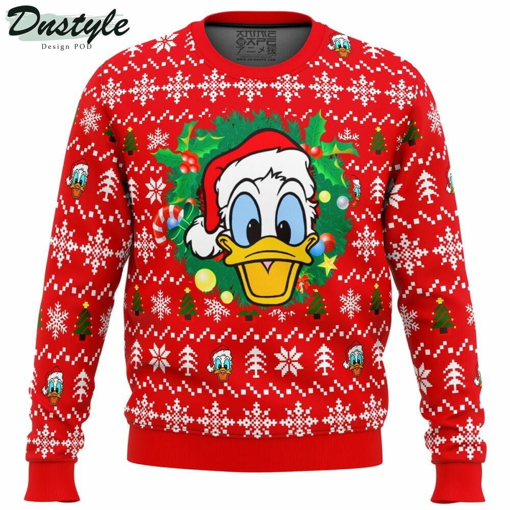 Donald Duck Christmas Head Ugly Christmas Sweater