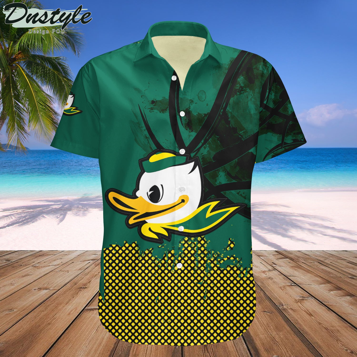 Oregon Ducks Basketball Net Grunge Pattern Hawaii Shirt