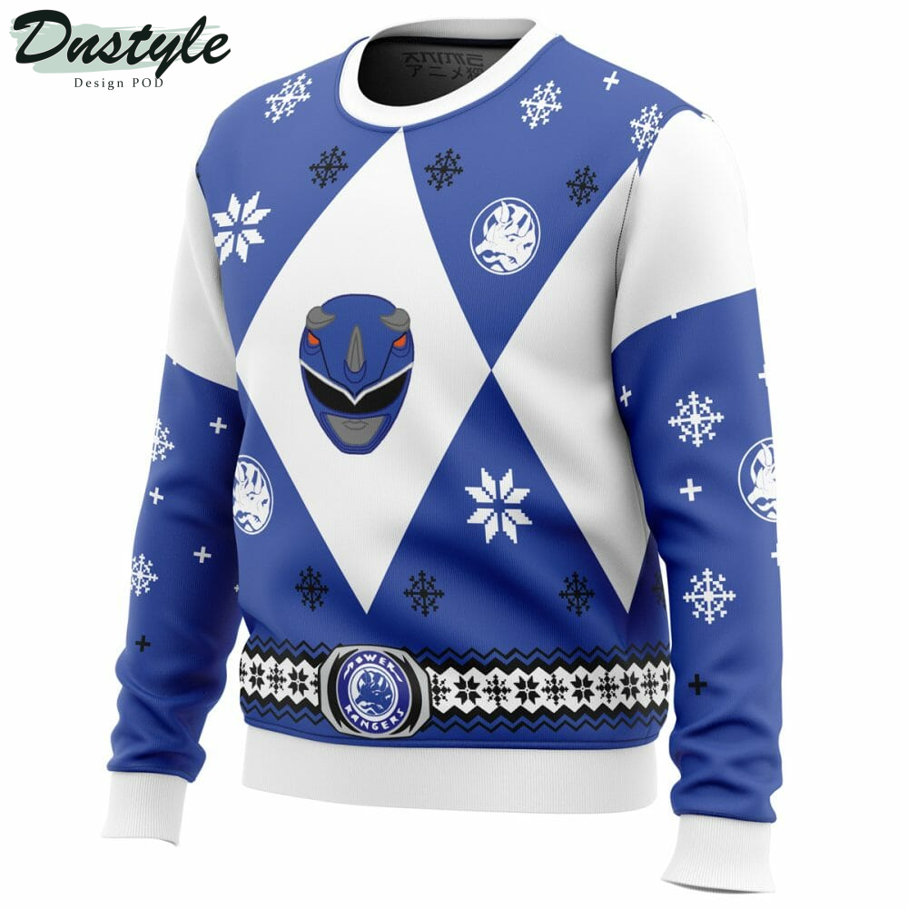 Mighty Morphin Power Rangers Blue Ugly Christmas Sweater
