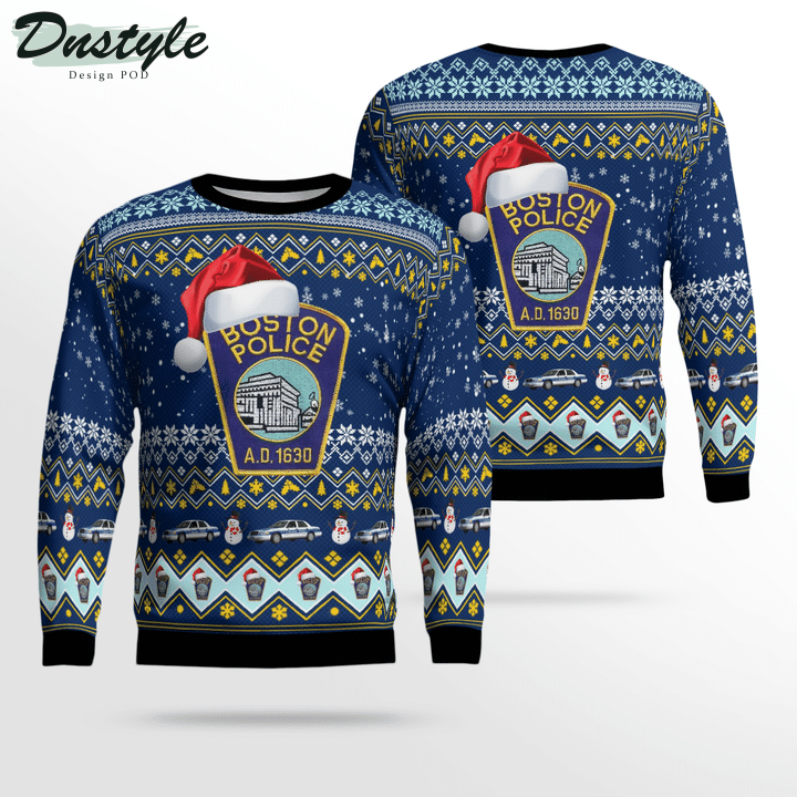 Boston Police Department Ugly Merry Christmas Sweater
