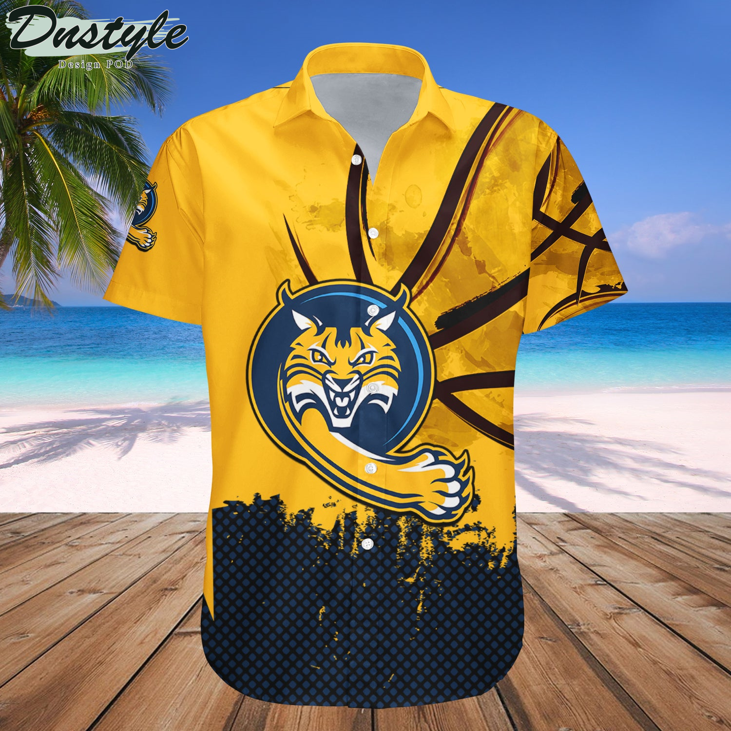 Quinnipiac Bobcats Basketball Net Grunge Pattern Hawaii Shirt