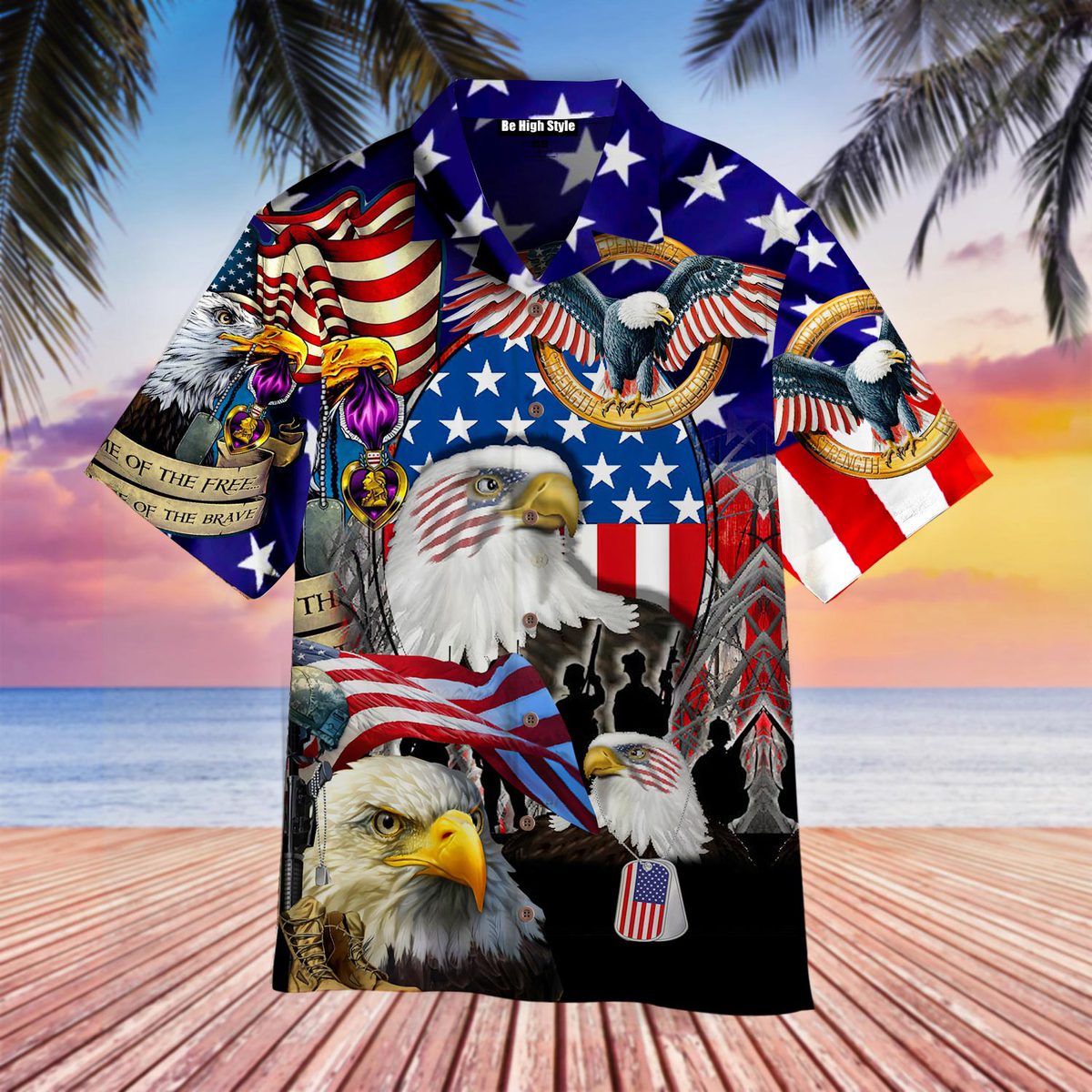 Patriotic Eagle American Flag Hawaiian Shirt