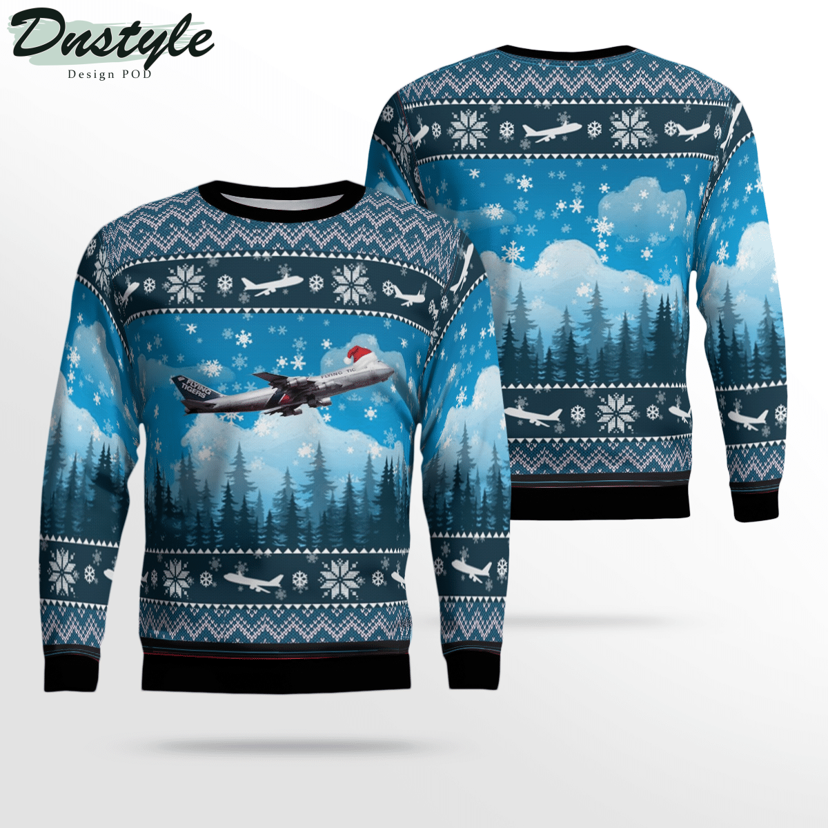 Flying Tiger Line Boeing 747-132 Ugly Christmas Sweater