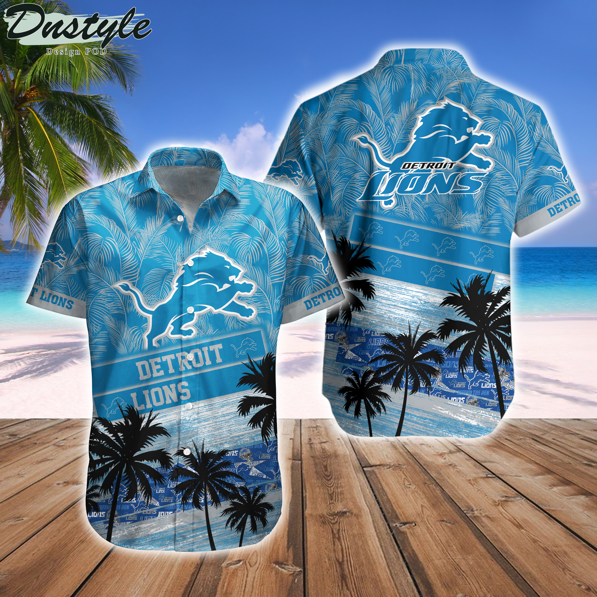 Detroit Lions Team NFL Hawaiian Shirt And Beach Short