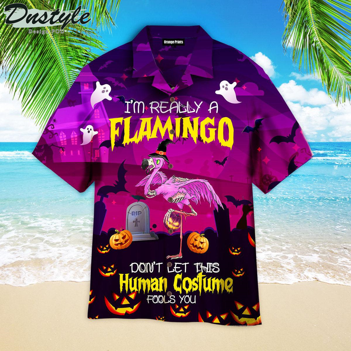 Halloween I'm Really A Flamingo Hawaiian Shirt