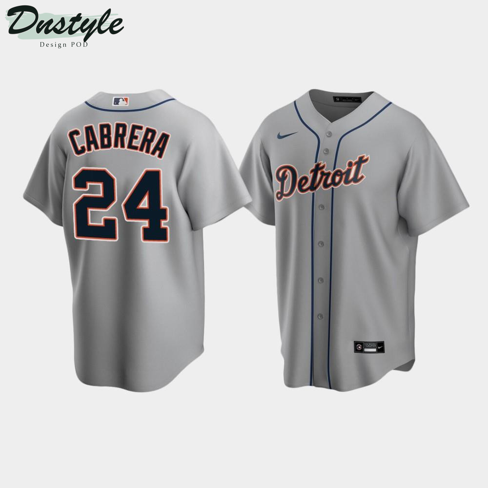 Men's Detroit Tigers #24 Miguel Cabrera Gray Road Jersey MLB Jersey 2