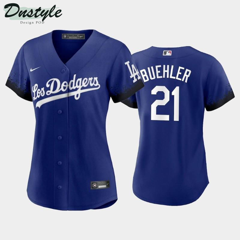 2021 City Connect Dodgers #21 Walker Buehler Royal Women's Jersey MLB Jersey