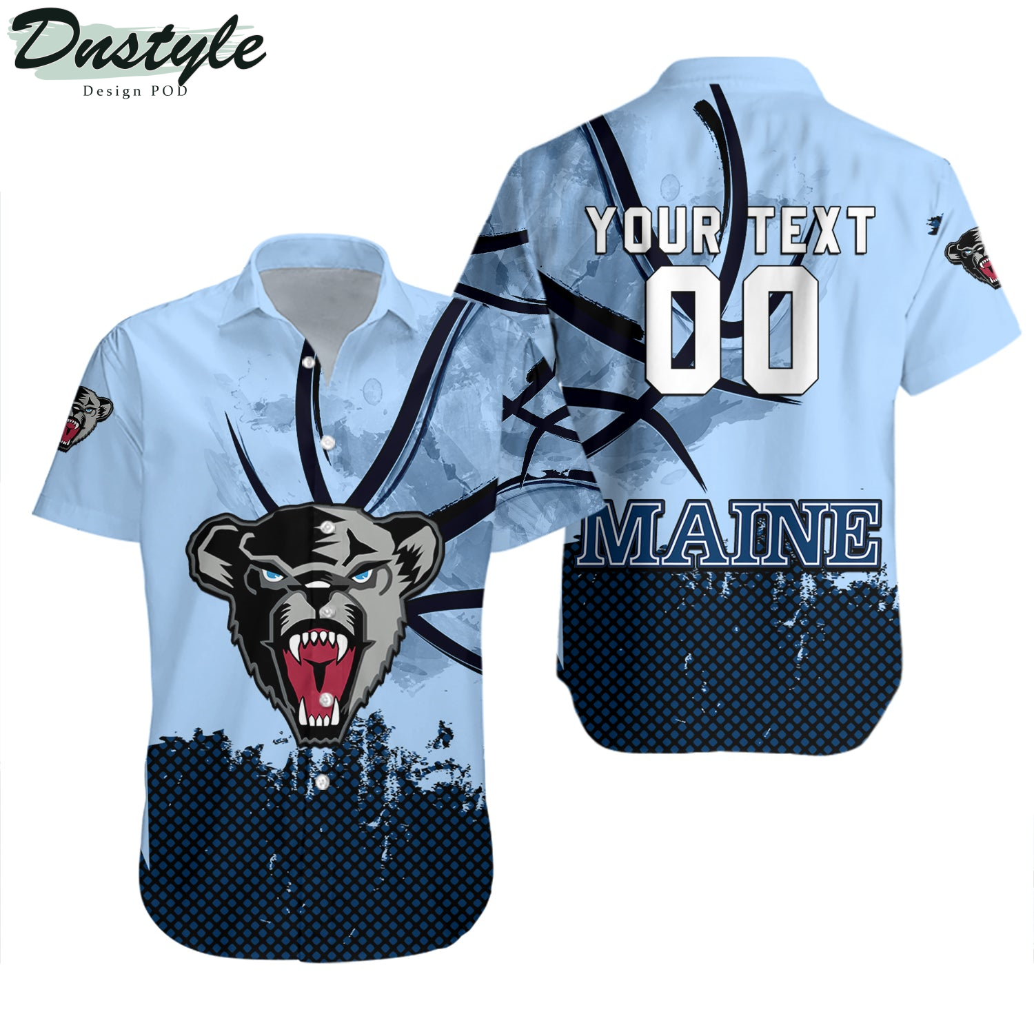 Maine Black Bears Basketball Net Grunge Pattern Hawaii Shirt