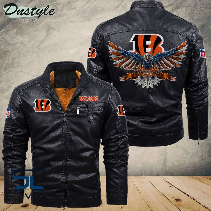 Cincinnati Bengals Eagle Fleece Leather Jacket