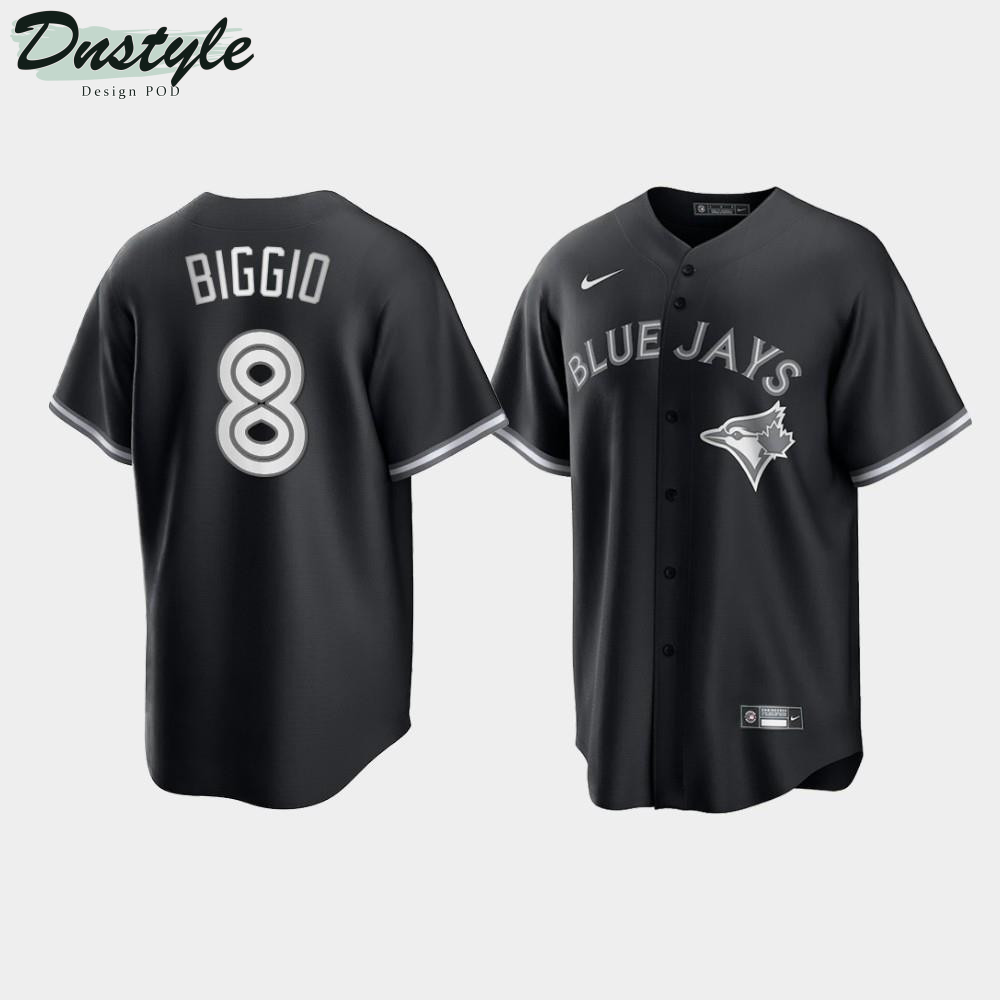 Toronto Blue Jays Cavan Biggio #8 Black White 2021 All Black Fashion Jersey MLB Jersey