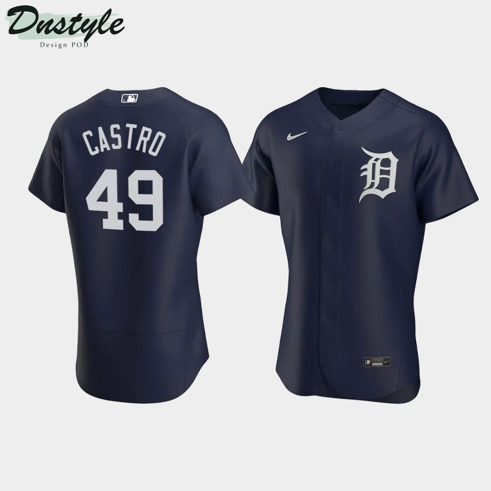 Willi Castro #49 Detroit Tigers Team Logo Navy Alternate Jersey MLB Jersey