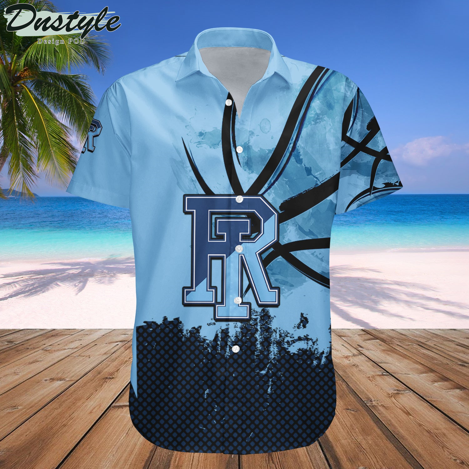 Rhode Island Rams Basketball Net Grunge Pattern Hawaii Shirt