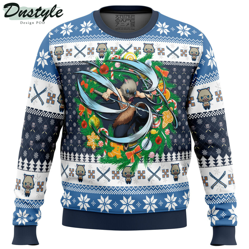 Christmas Hashibira Inosuke Demon Slayer Ugly Christmas Sweater