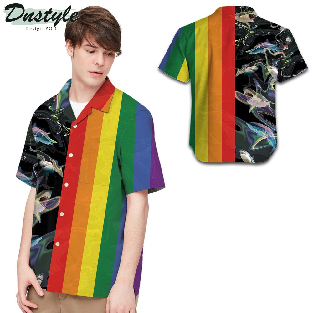 LGBT Rainbow Sharks LGBTQ Community In Daily Life Hawaiian Shirt