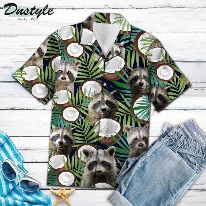 Raccoon Coconut Tropical Hawaiian Shirt