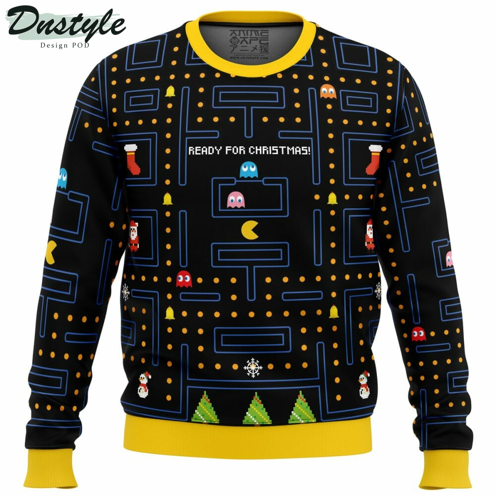 Pac Man Ready for Christmas Ugly Christmas Sweater